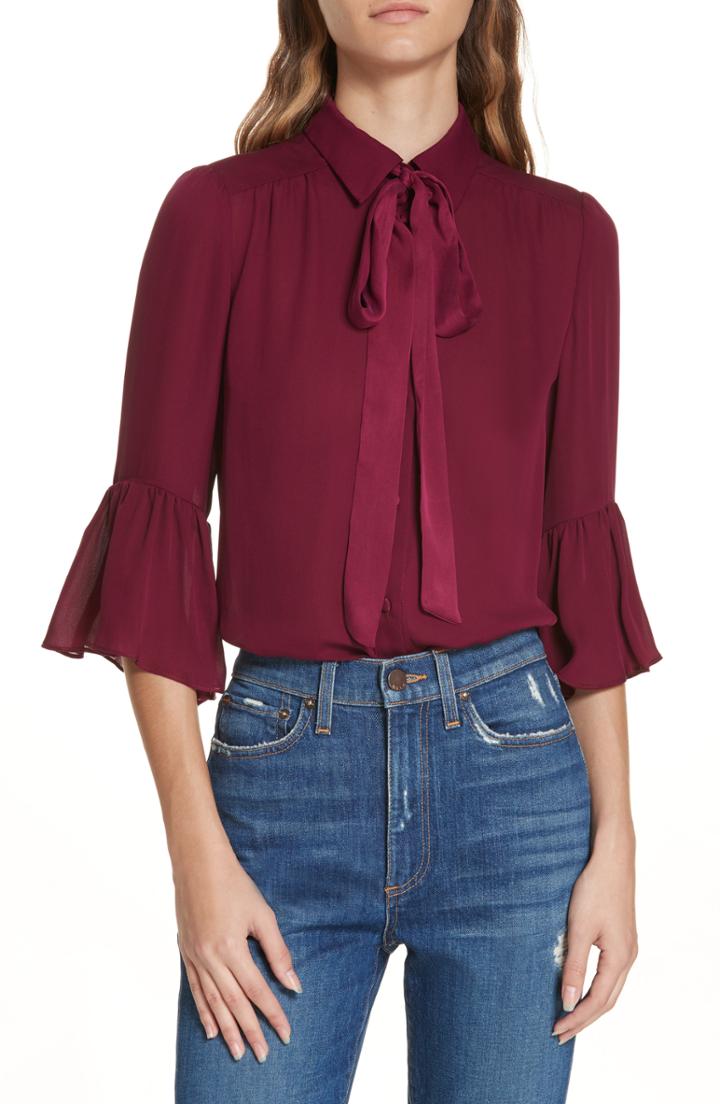 Women's Alice + Olivia Maxima Ruffle Sleeve Georgette Blouse