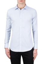 Men's Bugatchi Shaped Fit Checker Print Sport Shirt, Size - Grey