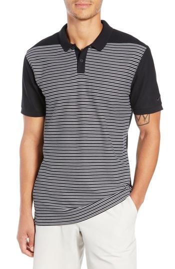 Men's Nike Dry Stripe Pique Polo - Black