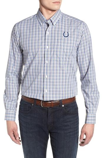 Men's Cutter & Buck Indianapolis Colts - Gilman Regular Fit Plaid Sport Shirt - Blue
