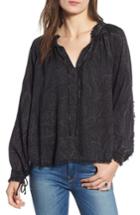 Women's Hudson Jeans Fringed Blouse - Black