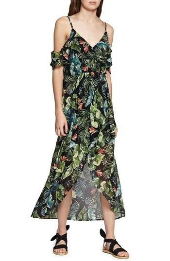 Women's Sanctuary Sofia Ruffled Print Maxi Dress, Size - Black