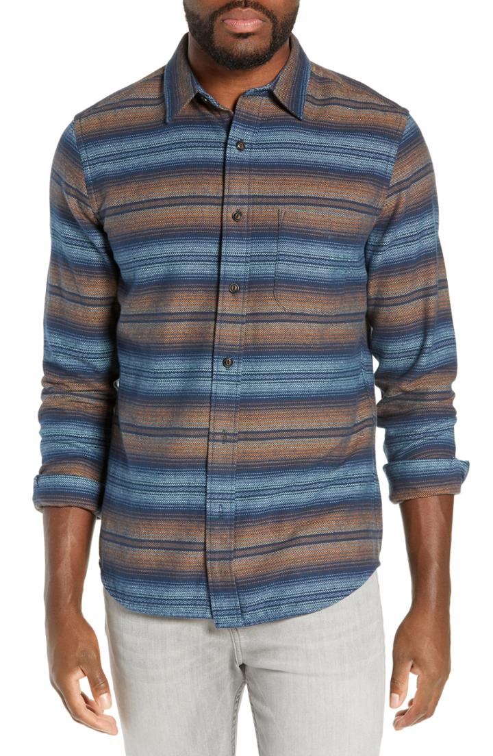 Men's Faherty Seaview Fit Stripe Flannel Shirt