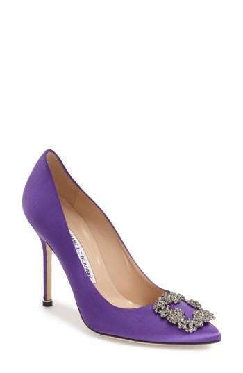 Women's Manolo Blahnik 'hangisi' Jewel Pump Us / 39eu - Purple