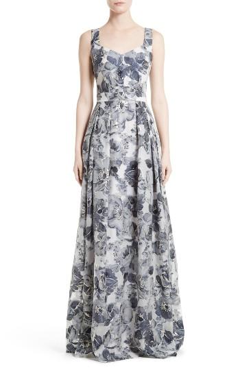 Women's St. John Collection Metallic Floral Fil Coupe Gown