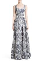 Women's St. John Collection Metallic Floral Fil Coupe Gown