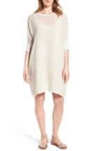 Women's Eileen Fisher Dolman Sleeve Silk Shift Dress, Size - White