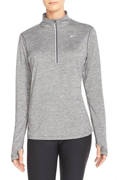 Women's Nike 'element' Dri-fit Half Zip Performance Top - Grey