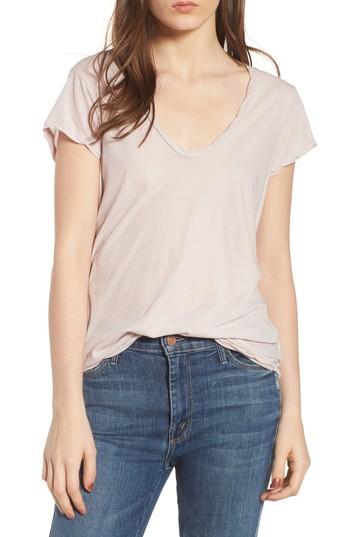 Women's James Perse High Gauge Jersey Deep V Tee - Pink