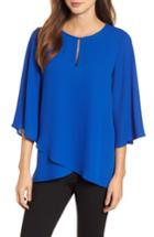 Women's Karen Kane Keyhole Crossover Crepe Top - Blue