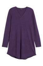 Women's Eileen Fisher Lightweight Merino Jersey V-neck Tunic, Size - Purple