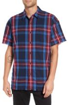 Men's True Religion Brand Jeans Raw Edge Plaid Woven Shirt - Blue