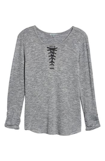 Women's Wit & Wisdom Lace-up Top - Grey