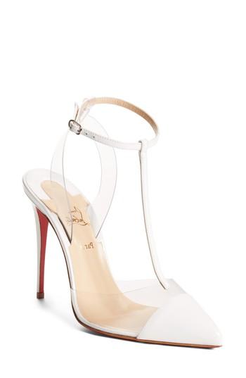 Women's Christian Louboutin Nosy Pvc T-strap Pump .5us / 35.5eu - White