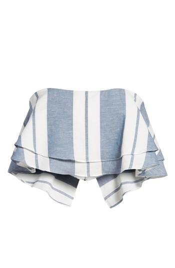 Women's Wayf Maya Strapless Ruffle Crop Top - Blue