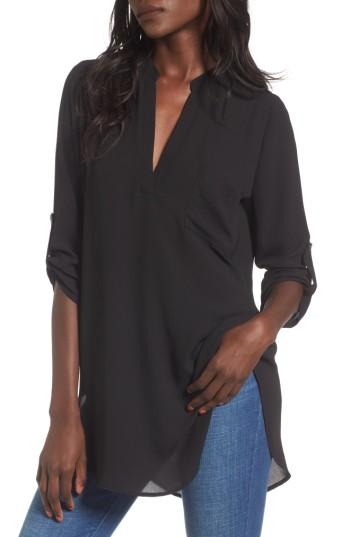 Women's Perfect Roll Tab Sleeve Tunic - Black