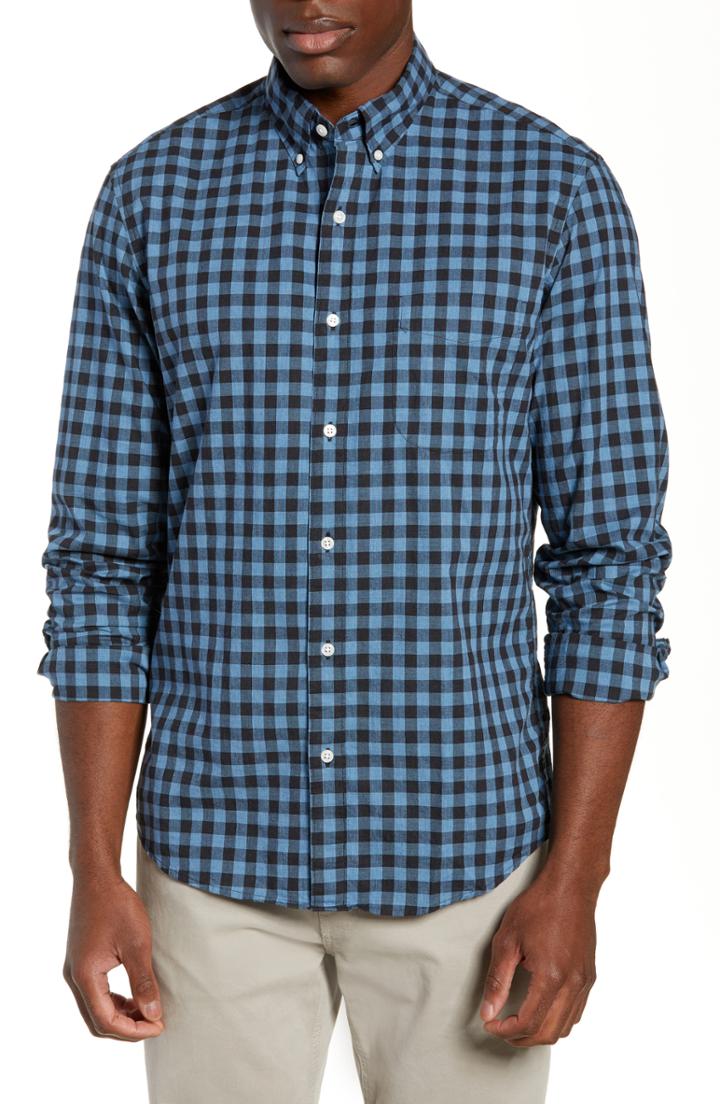 Men's J.crew Slim Fit Stretch Secret Wash Heather Gingham Poplin Shirt - Red