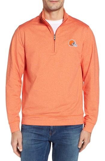 Men's Cutter & Buck Shoreline - Cleveland Browns Half Zip Pullover, Size - Orange