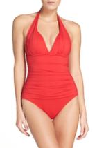Women's Tommy Bahama Pearl Solids Pleated Halter One-piece Swimsuit