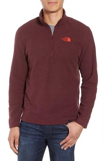 Men's The North Face 'tka 100 Glacier' Quarter Zip Fleece Pullover, Size - Burgundy