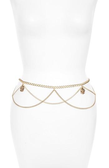 Women's Amici Accessories Lion Charm Draped Chain Belt
