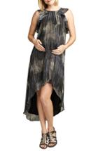 Women's Maternal America Ruffle Chiffon High/low Maternity Dress - Metallic