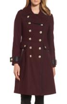 Women's Guess Wool Blend Military Coat - Burgundy