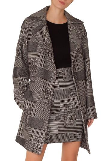 Women's Akris Punto Patchwork Jacquard Coat - Black