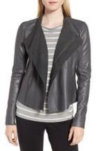 Women's Nordstrom Signature Cascade Front Leather Jacket - Grey