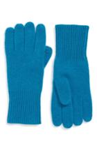 Women's Halogen Rib Knit Cashmere Gloves, Size - Blue/green