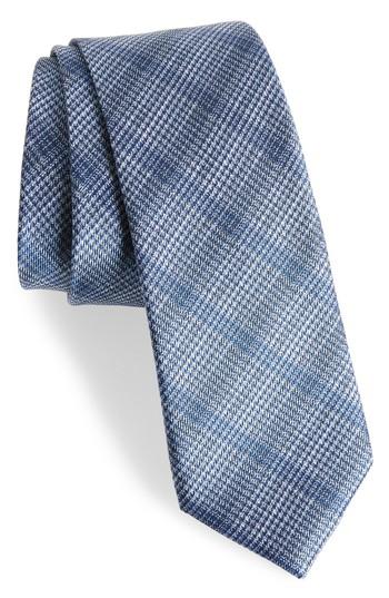 Men's Calibrate Modern Plaid Silk Skinny Tie, Size - Blue