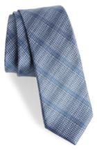 Men's Calibrate Modern Plaid Silk Skinny Tie, Size - Blue
