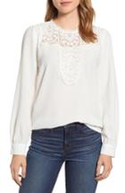 Women's Halogen Lace & Crepe Blouse, Size - Ivory