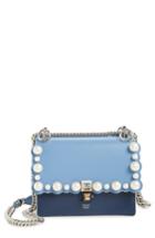 Fendi Mini Kan I Imitation Pearl Scallop Leather Shoulder Bag - Blue