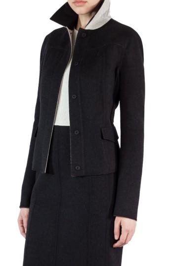 Women's Akris Double Face Wool Reversible Bicolor Jacket