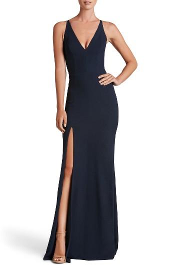 Women's Dress The Population Iris Slit Crepe Gown - Pink