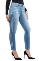Women's Good American Good Waist Athletic Stripe High Waist Ankle Straight Leg Jeans - Blue