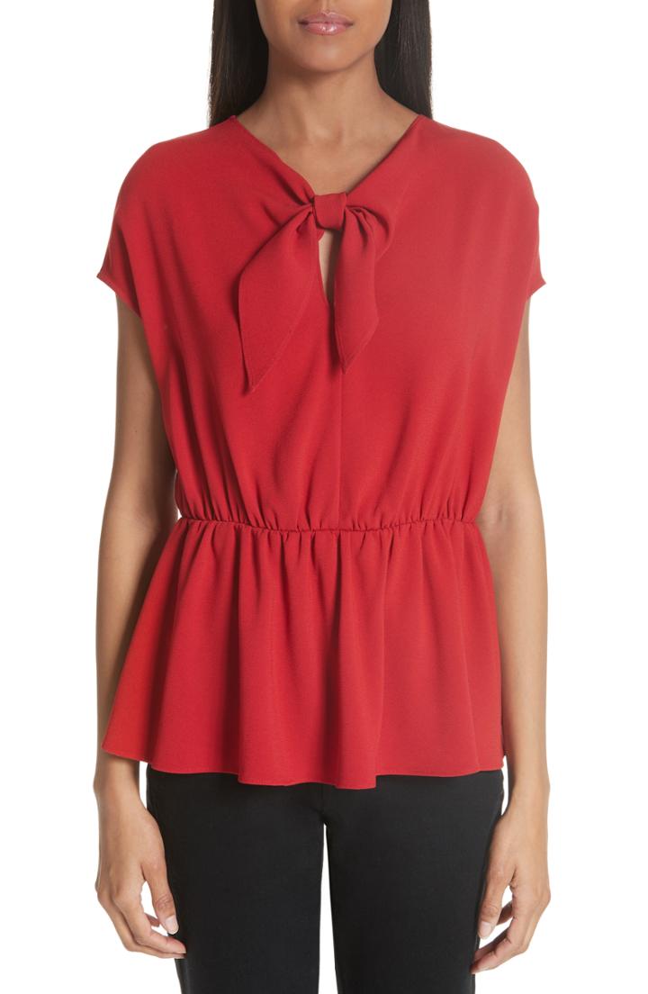 Women's Co Tie Neck Crepe Blouse