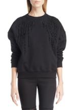 Women's Alexander Mcqueen Bead & Lace Embellished Sweatshirt Us / 46 It - Black