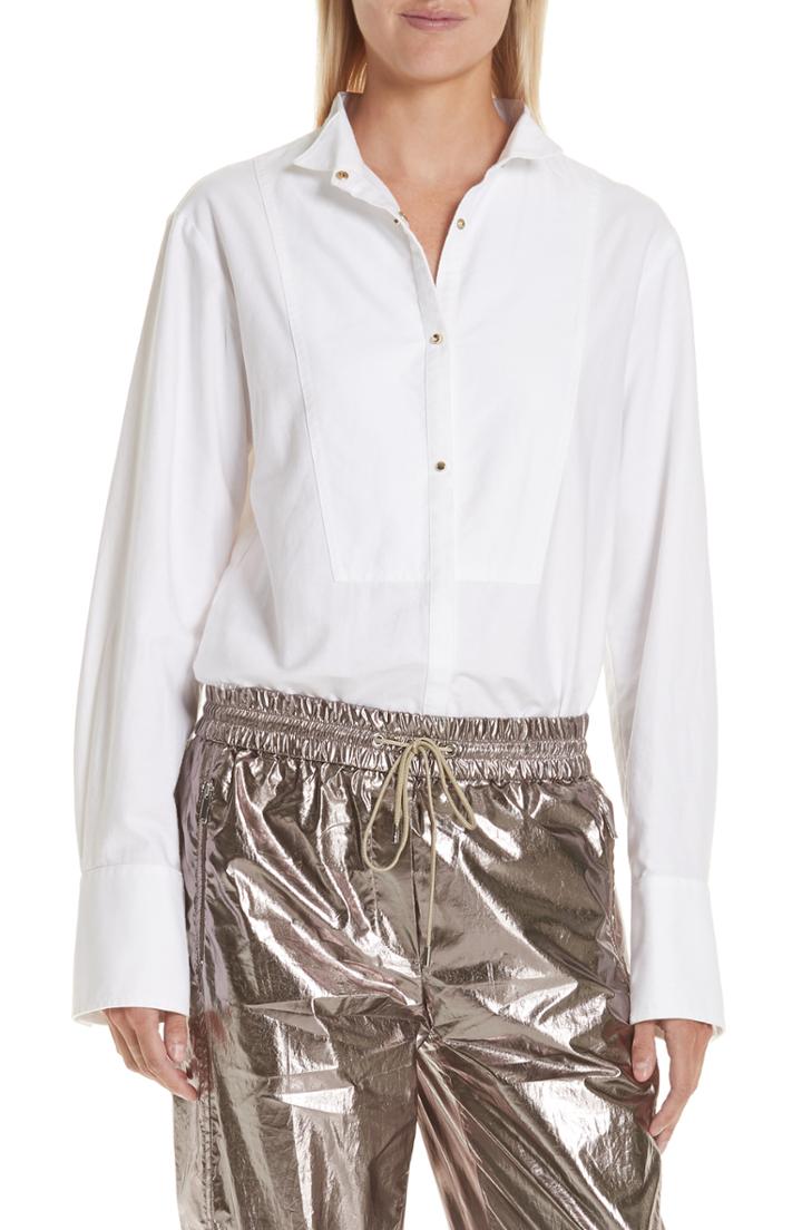 Women's Grey Jason Wu Oxford Shirting Blouse - White