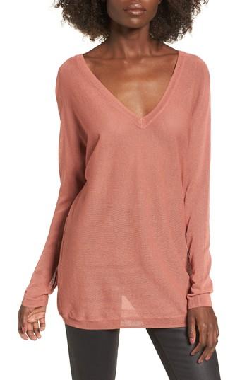 Women's Leith Double V-neck Sweater - Coral