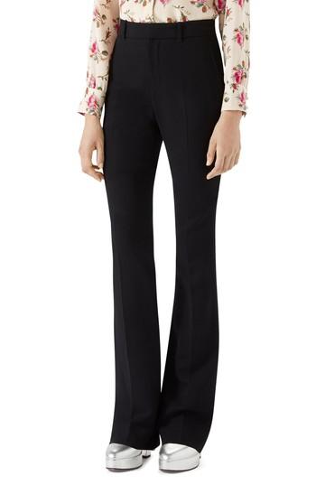 Women's Gucci Stretch Cady Skinny Flare Pants Us / 38 It - Black