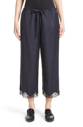 Women's Alexander Wang Lace Trim Crop Wide Leg Pants - Blue