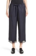 Women's Alexander Wang Lace Trim Crop Wide Leg Pants - Blue