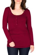 Women's Nom Ruched Long Sleeve Maternity Top - Red