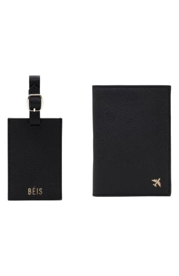 Beis Travel Luggage Tag & Passport Holder Set - Black