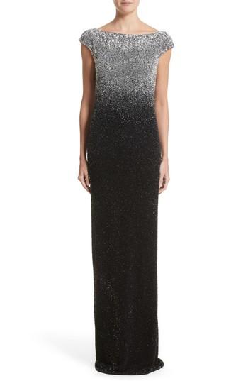 Women's Pamella Roland Drape Back Ombre Sequin Gown
