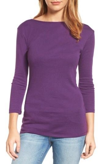 Petite Women's Caslon Three Quarter Sleeve Tee P - Purple
