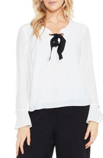 Women's Vince Camuto Bell Sleeve Lace-up Blouse - Ivory