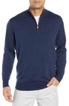 Men's Peter Millar Regular Fit Half Zip Wool & Linen Pullover - Blue
